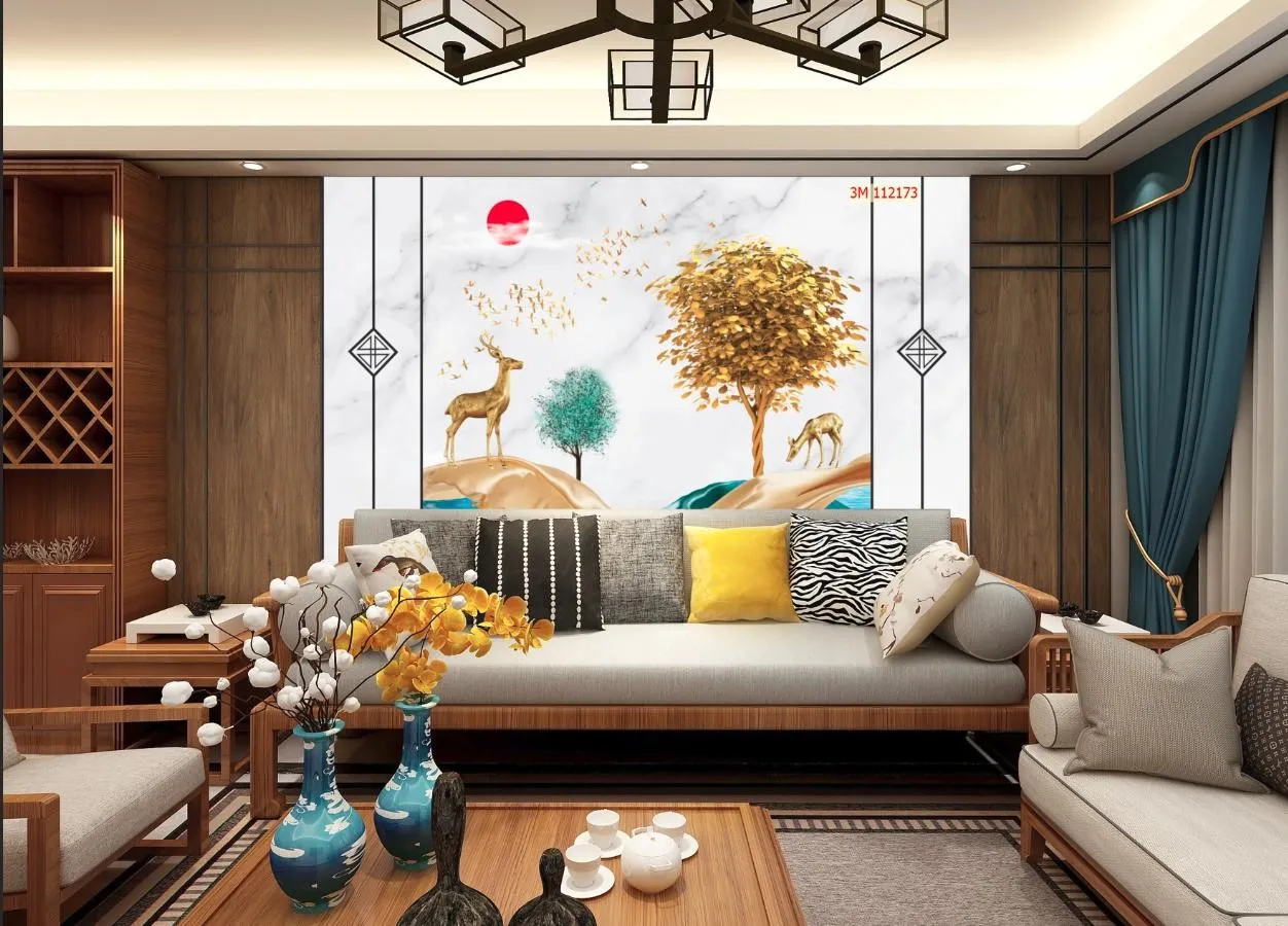 Tranh dán tường phòng khách – Tăng tính thẩm mỹ cho không gian sống